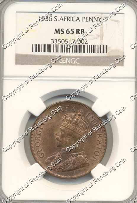 *#* 1936 NGC SLABBED SA PENNY MS65RB (other 1936 coins also on BOB) *#*