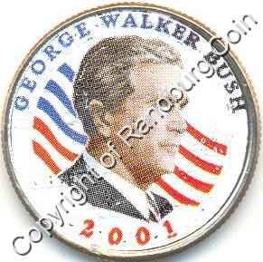 *#* USA 2001 George Bush Colourised Quarter Dollar *#*