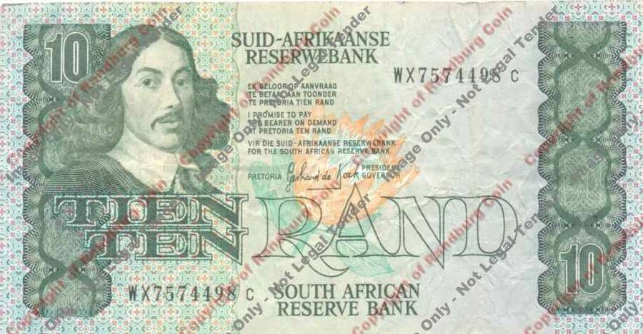 *#* GPC De Kock 3rd Issue - Ten Rand - VF - WX Replacement Note*#*