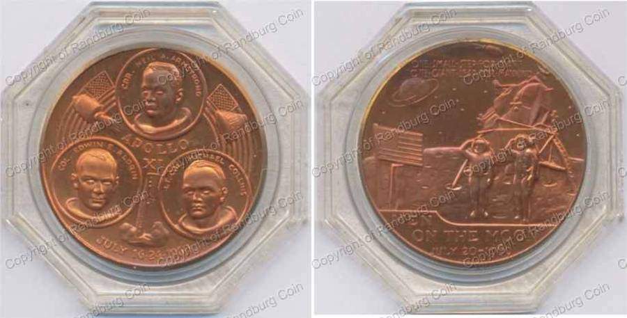 *#* USA 1969 Apollo XI - Men on the moon copper medallion *#*