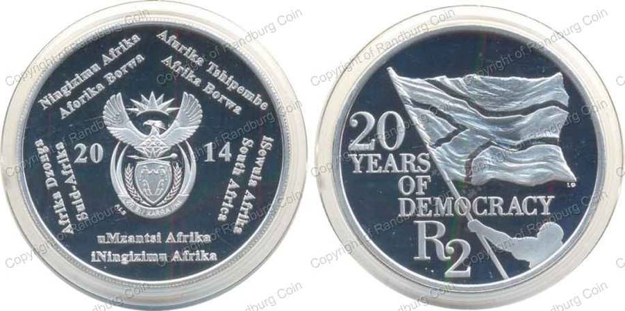 *#* 2014 Proof Silver 1oz Crown R2 20 Years of Democracy - coin ONLY *#*
