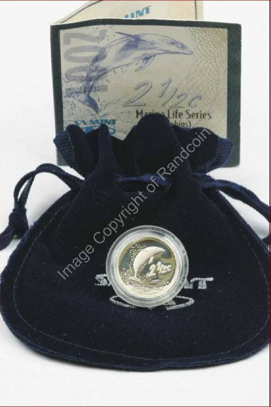 *#* 2001 SA Silver Dolphin 2 1/2 Tickey Mintage 1 861*#*