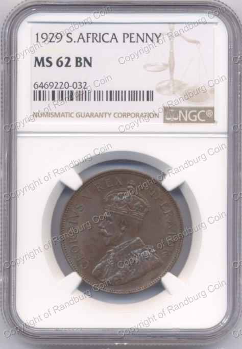 1929 NGC Penny Slabbed MS 62 BN