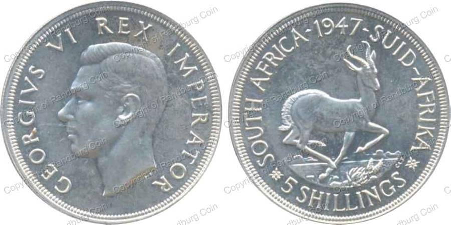 *#* 1947 SOUTH AFRICA SILVER  PROOF CROWN in box - Judge grade yourself *#*