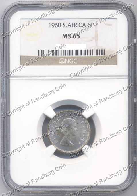 *#* 1960 NGC SIXPENCE SLABBED MS 65 - ONLY 1 coin with better grade *#*