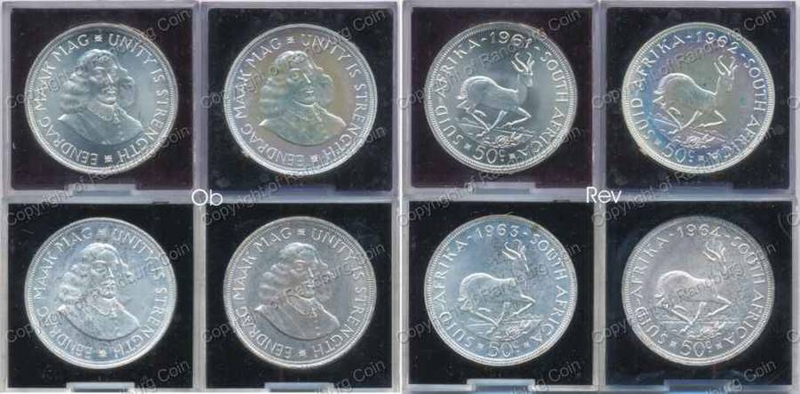 *#* 1961 to 1964 South Africa 1st Decimal Crown set in perspex holders *#*