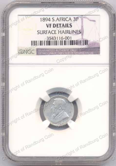 *#* 1894 ZAR SILVER TICKEY NGC SLABBED VF DETAILS Surface Hairlines  *#*