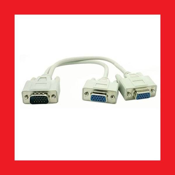 1 PC TO 2 SVGA MONITOR Male to 2 Dual Female Y Adapter Splitter 15 PIN Cable