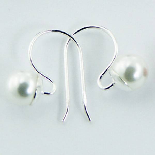 Sterling Silver Short Pearl Drop Earrings