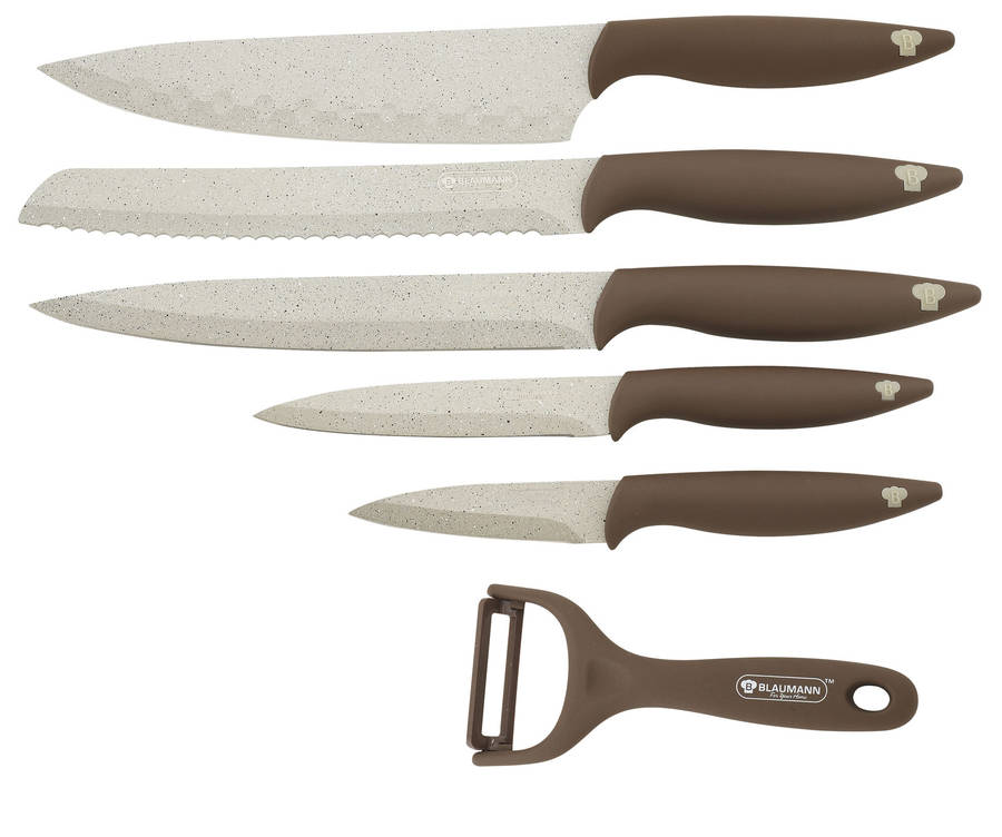 Blaumann 6-Piece Stainless Steel Marble Coating Knife Set Beige Saphire Line ( BL-KS-0012 )