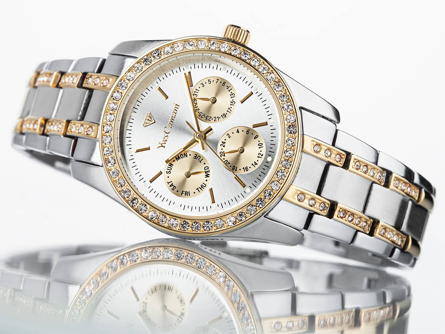 brand new!! YVES CAMANI Lady AURON Crystal Gold Pl. Watch *HIGH CLASS LUXURY*