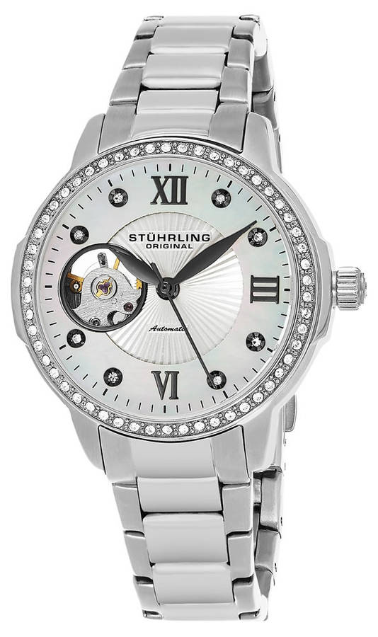 STUHRLING ORIGINAL Women's AUTOMATIC Lady Perle Crystal Watch  BRAND NEW + BOX + PAPERWORK