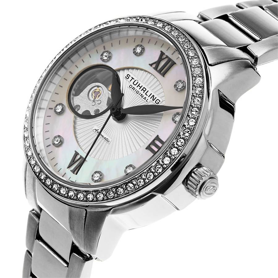 STUHRLING ORIGINAL Women's AUTOMATIC Lady Perle Crystal Watch  BRAND NEW + BOX + PAPERWORK