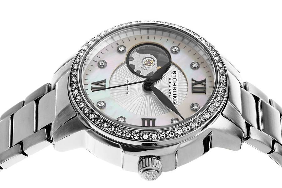 STUHRLING ORIGINAL Women's AUTOMATIC Lady Perle Crystal Watch  BRAND NEW + BOX + PAPERWORK