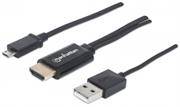 Manhattan MHL HDTV Cable - Micro-USB 5-pin to HDMI, with USB type-A power , Retail Box, Limited Life