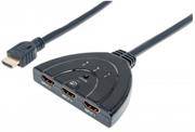 Manhattan 3-Port HDMI Switch HDMI 1.3, 3-Port, Integrated Cable, Retail Box , Limited Lifetime year