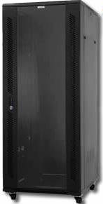 NetiX / UniQue 19" Floor Standing Cabinets-600x600x1000mm-22U , with 2 fans, Lockable Smoky Grey Gla