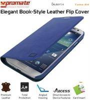 Promate Tama-S4 Elegant Book-Style Leather Flip Cover for Samsung Galaxy S4-Blue Retail Box 1 Year W