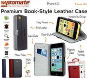 Promate Tava 5C Book-Style Flip Case with Card Slot for iPhone5c Colour:Blue, Retail Box , 1 Year Wa
