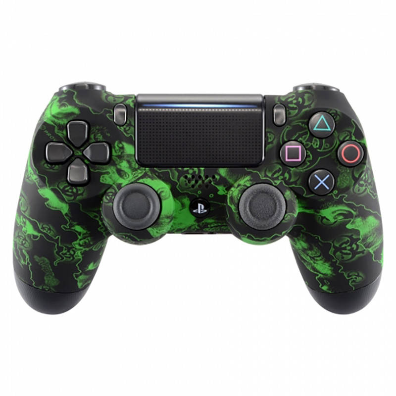 PS4 Dualshock 4 V2 Front Faceplate Soft Touch Green Biohazard