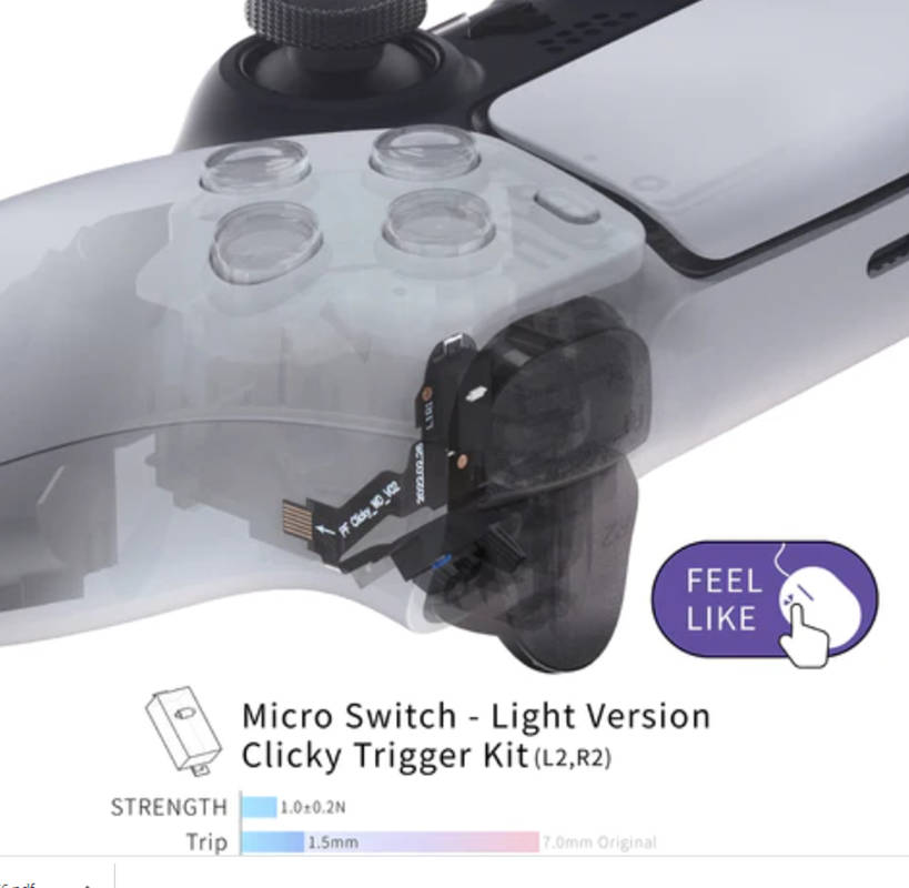 PS5 Dualsense Controller Hair Trigger + Bumper Kit with Micro Switch Strong Click Version