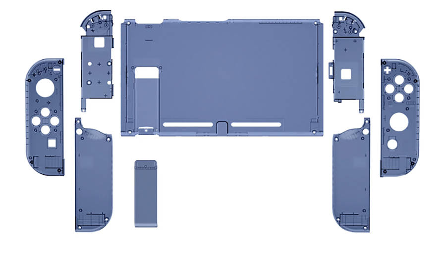 NS Switch Console Full Shell Clear Deep Ocean Blue