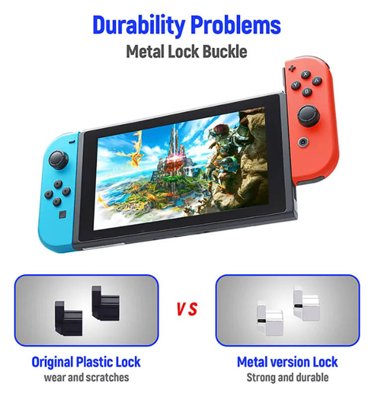 Nintendo Switch Joy-Con Metal L R Locking and Quick Release Clip Kit With Tools