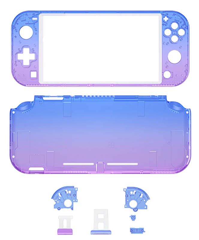 NS Switch Lite Complete Shell Kit Glossy Gradient Translucent Bluebell
