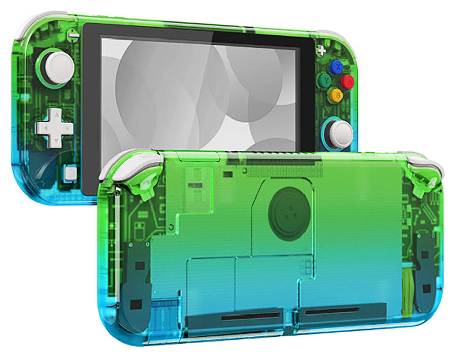 NS Switch Lite Complete Shell Kit Glossy Gradient Translucent Green Blue