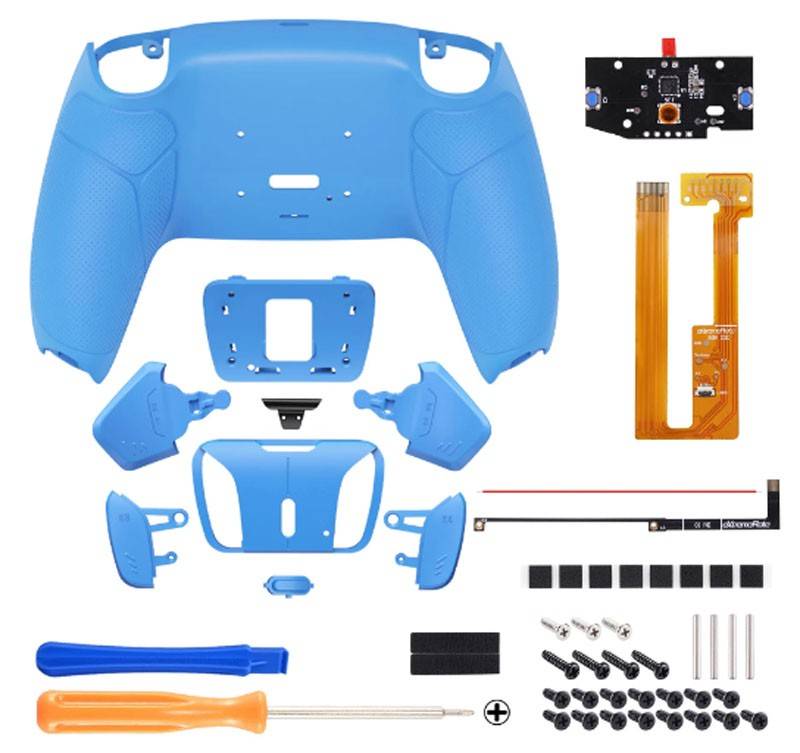 Ps5 Dualsense Controller 4x Back Button Mod Kit Rise4 Rubberized Starlight Blue for BDM-030/040