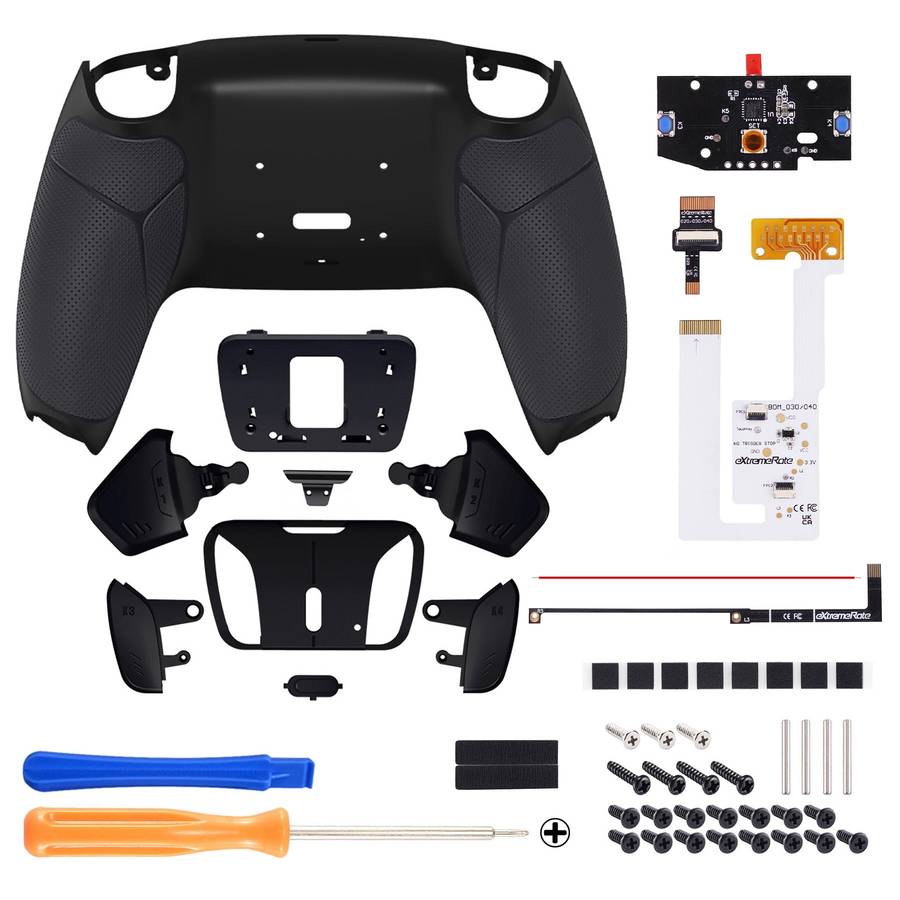 Ps5 Dualsense Controller 4x Back Button Mod Kit Rise4 Rubberized Black for BDM-030/040/050