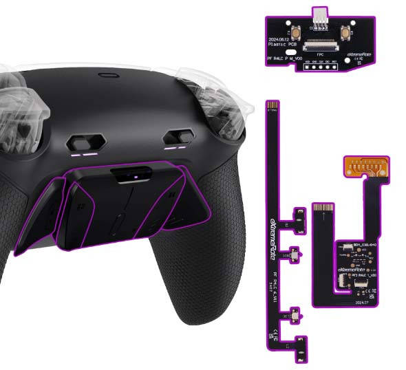 Ps5 Dualsense Controller NEW Plus MAX Edition Back Button Mod Kit Rise4 Rubberized Black for BDM-...