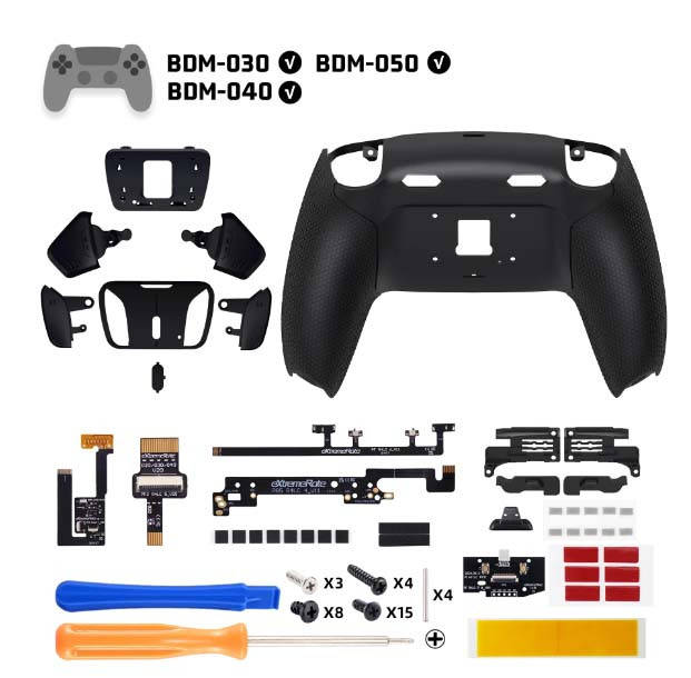 Ps5 Dualsense Controller NEW Plus MAX Edition Back Button Mod Kit Rise4 Rubberized Black for BDM-...