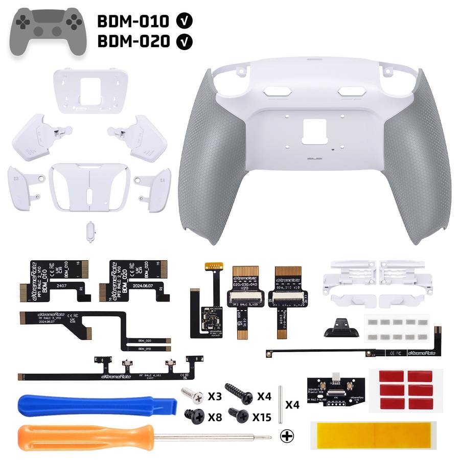 Ps5 Dualsense Controller NEW Plus MAX Edition Back Button Mod Kit Rise4 Rubberized White for BDM-...