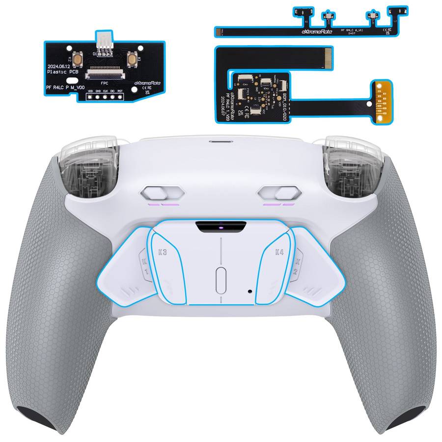 Ps5 Dualsense Controller NEW Plus MAX Edition Back Button Mod Kit Rise4 Rubberized White for BDM-...