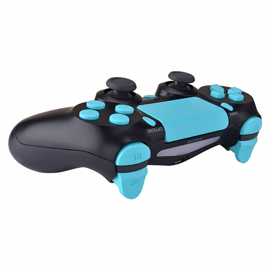 Dualshock 4 DS4 V2 Controller Button Set Soft Touch Heaven Blue with Touchpad Cover