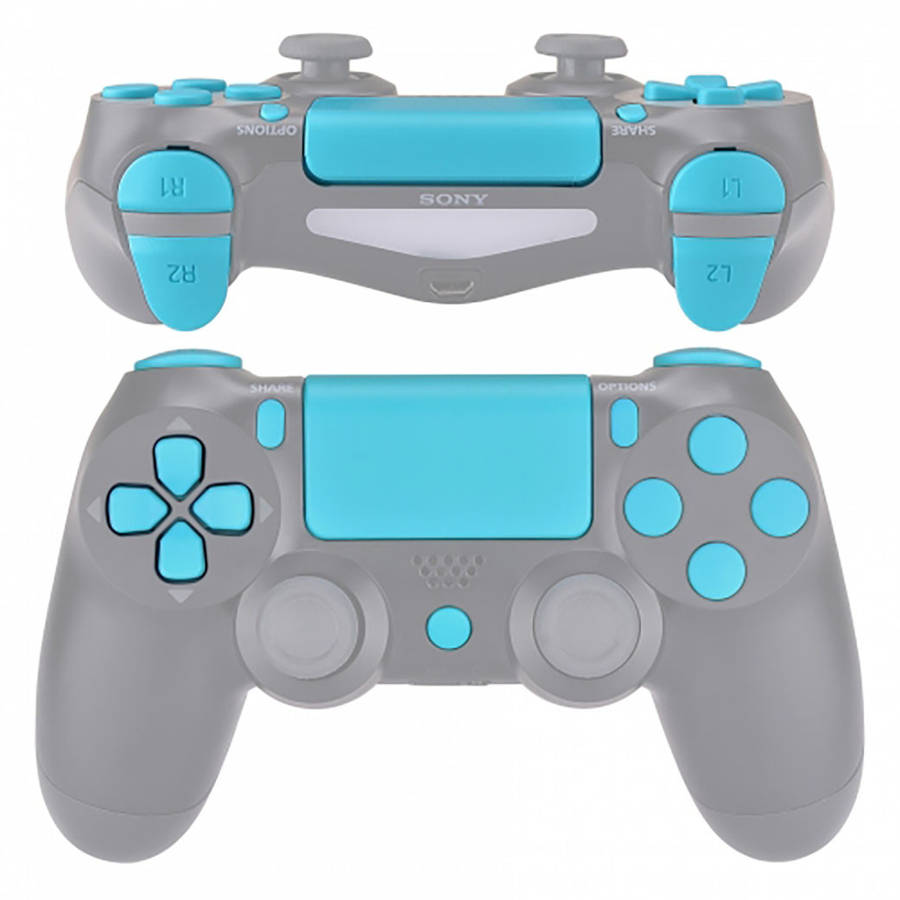 Dualshock 4 DS4 V2 Controller Button Set Soft Touch Heaven Blue with Touchpad Cover