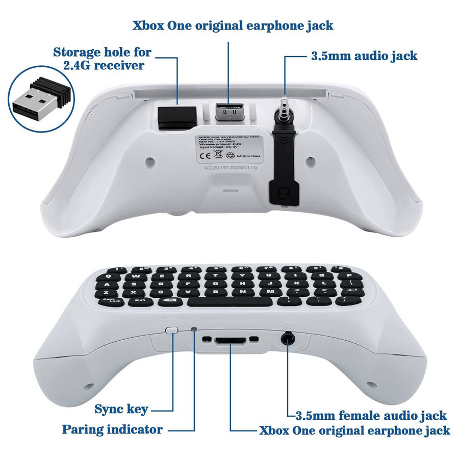 Xbox One S/Series S/X Gamepad Controller Dobe 2.4g Wireless Mini Keyboard White