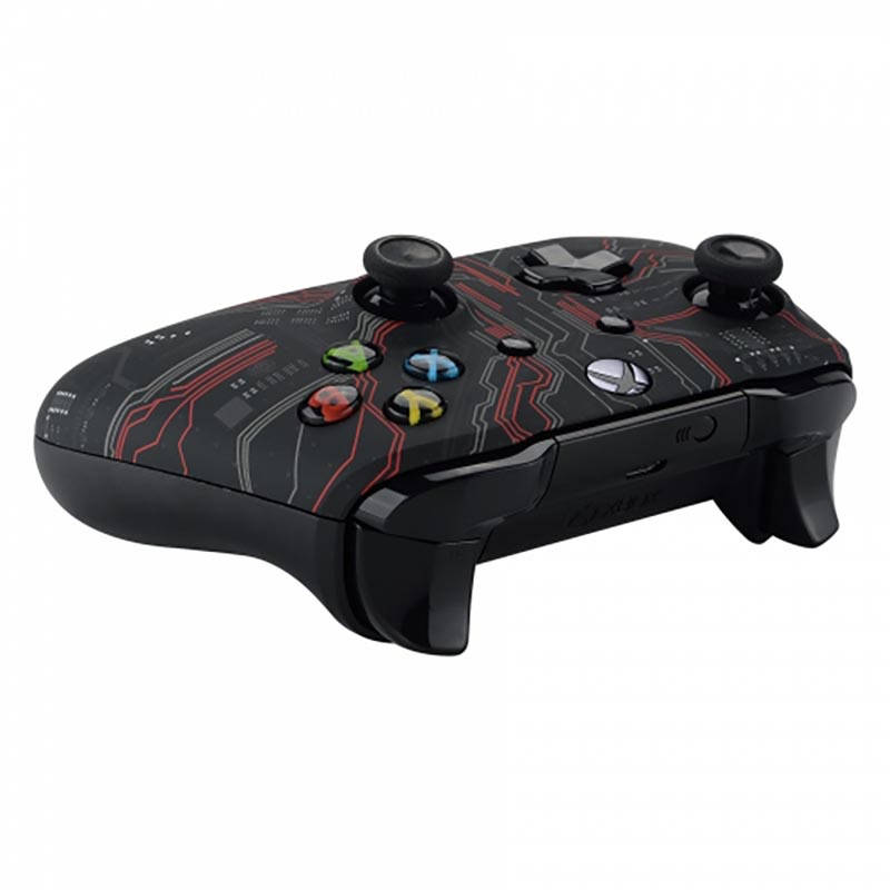 XBOX ONE S Controller Front Faceplate Art Series Soft Touch Red Black Circuit