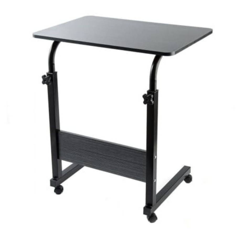 Portable Laptop Desk With Adjustable Stand & Wheels - Black