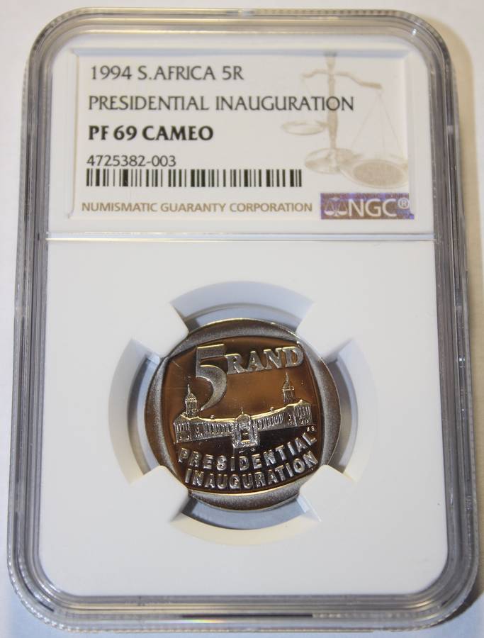 1994  5 RAND PRESIDENTIAL INAUGURATION  NGC GRADED PF69 CAMEO
