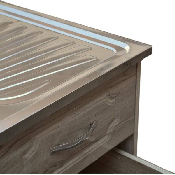Sink and 2 door cabinet - Fitted Double bowl - Tap and pipes incl.