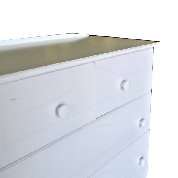 7 Drawer Chest Of Drawers - Assembled - Raised - White Wood