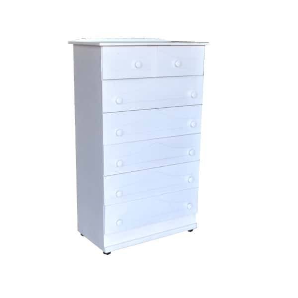 7 Drawer Chest Of Drawers - Assembled - Raised - White Wood