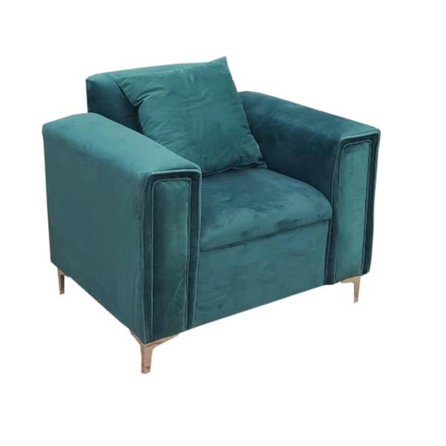 Green Chair - Velvet - With arms - Cushion included