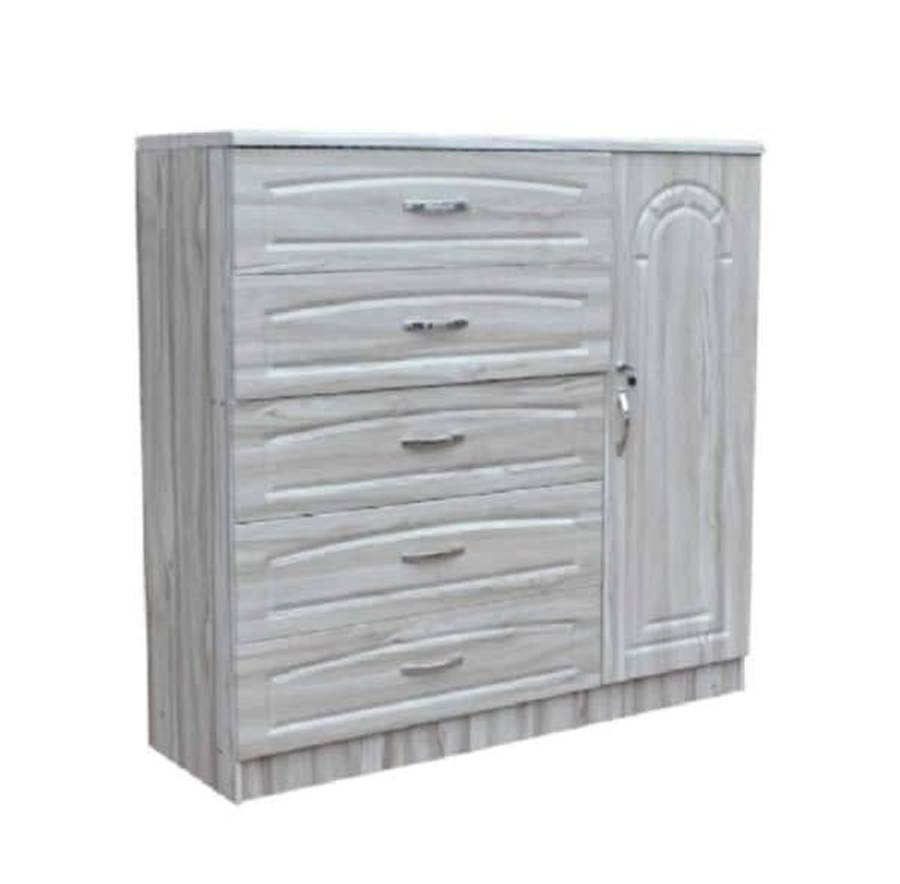 Grey Chest Of Drawers - Drawers and 1 door hanging - Assembled