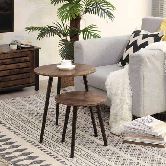 Set of Tables - Round brown tops - Assembled - Lightweight