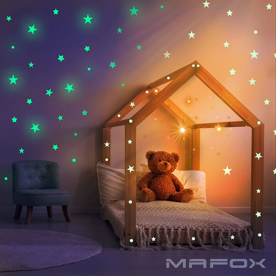 PACK OF 25 Realistic 3D Domed Glow in The Dark Stars-Moon-Universe