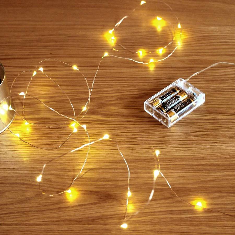Led String Lights, Battery Powered - 20 light 2m Cool White - PACK OF 2