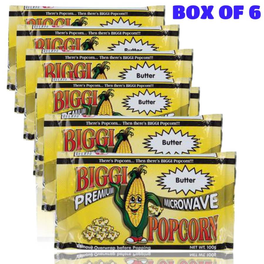Biggi Microwave Popcorn- Pack of 6x100g BUTTER